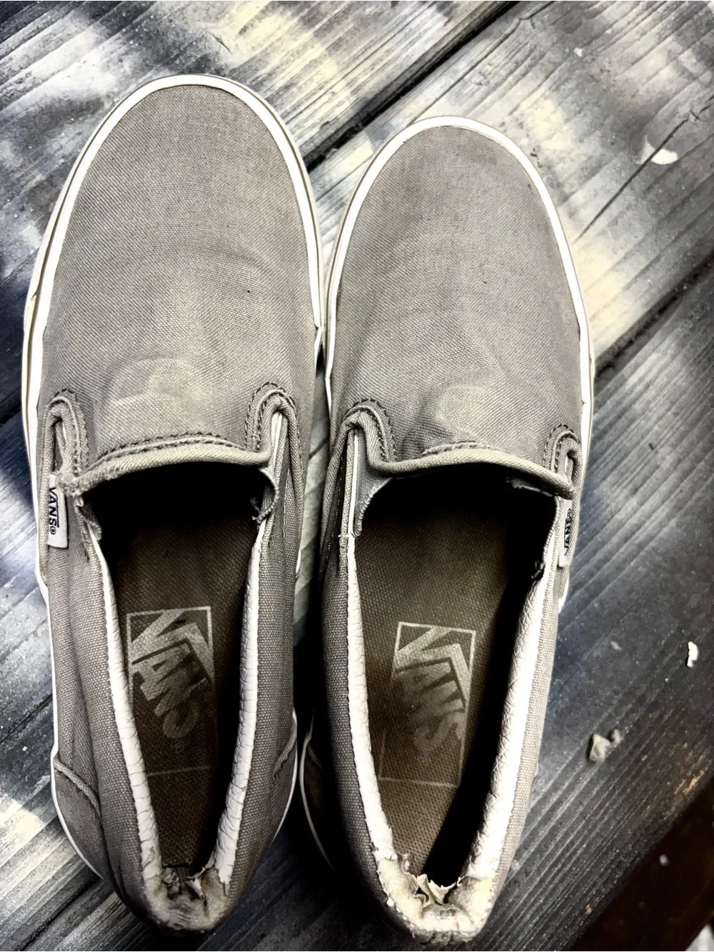 Vans Women's Slip-On Sneakers in Light Gray Canvas